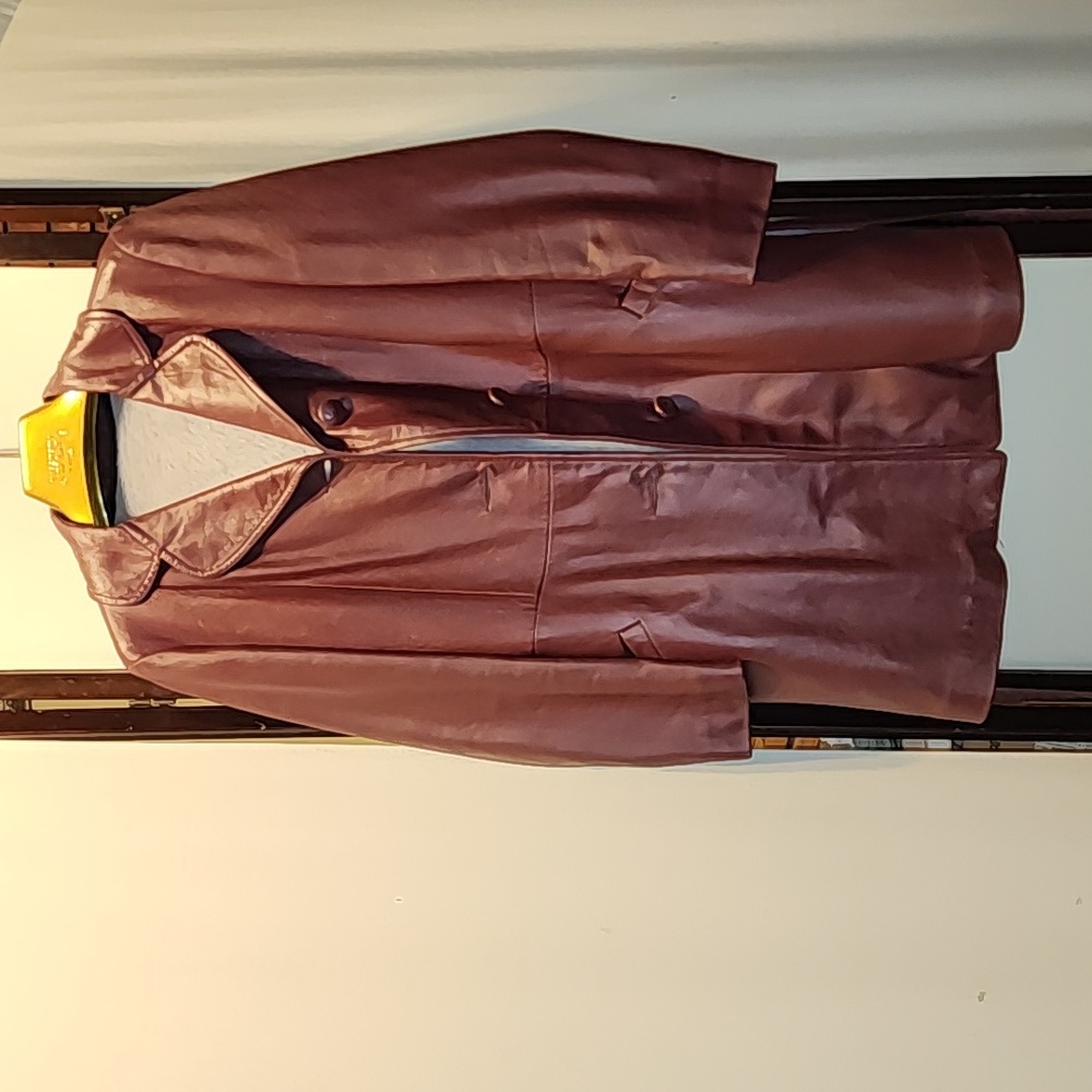 3/4 Womens Trench Red Leather